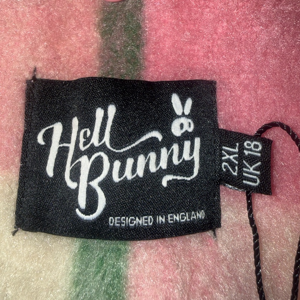 Hell Bunny Pink and Green Plaid Teddy Jacket - Picture 3 of 3